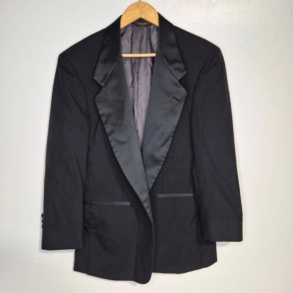 Christian Dior Tuxedo Jacket Men 40S Black Loro Piana Wool Peak Lapel Formal USA